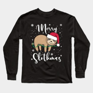 Christmas Pajama Shirt Merry Slothmas Long Sleeve T-Shirt